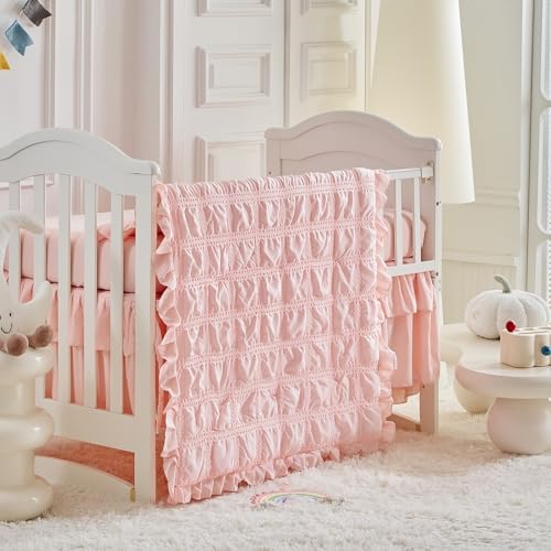 Ruffled Crib Bedding Set Baby Boho Quilted Comforter - Image 3