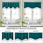 StangH Teal Tassel Velvet Valances Curtains 52x18 Inch, 2 Panels - Image 5