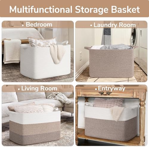 Goodpick 105L Extra Large Woven Rope Blanket Basket - Image 4