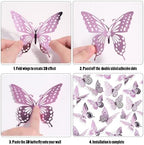 SAOROPEB 3D Butterfly Wall Decor 48 Pcs Lavender Butterfly Decorations - Image 6