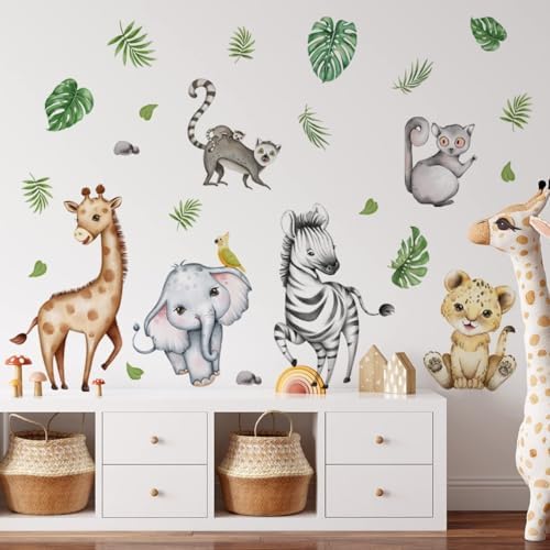 Watercolor Jungle Animal Decals by clothmile