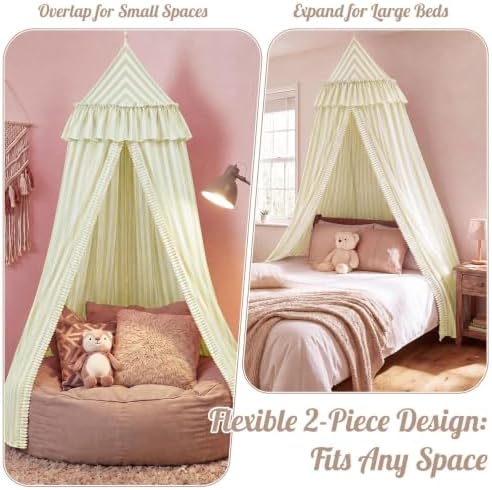 SmoothNovelty Oatmeal Striped Bed Canopy - Image 6