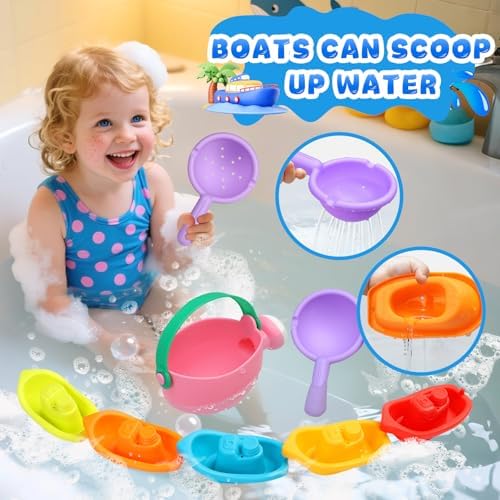 Baby Bath Toys for Kids Ages 1-3 8PCS Toddler Bath Toys Mold Free and 1PCS Toy - Image 4