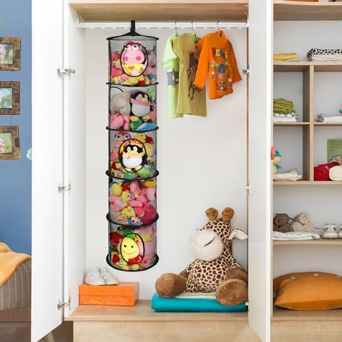 Hanging Stuffed Animal Storage Hammock Net 5 Tiers - Image 2