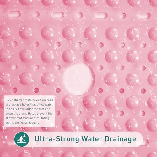 Large Square Shower Mat Bathtub Bath Mat Non Slip Pink 27"x27" - Image 5