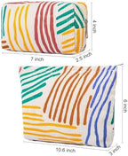 SOIDRAM 2 Pieces Stripes Makeup Bag Large Corduroy Cosmetic Bag Capacity Canvas - Image 3