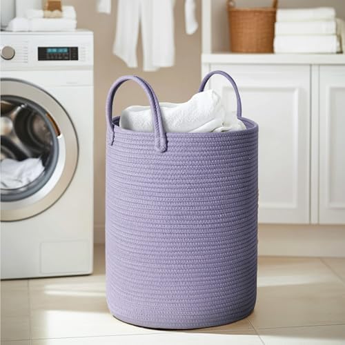 MEGASKET Purple Woven Laundry Basket, Decorative Baby Nursery Clothes Hamper - Image 6