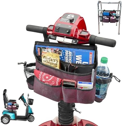 Mobility Scooter Bag with Bottle and Cup Holders and 6 Organized Pockets by HighRoad