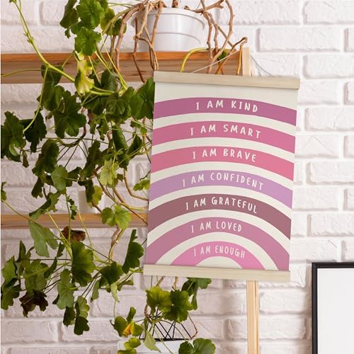 HRQKO Pink I Am Kind Smart Poster Hanger Frame, Boho Rainbow Classroom Wall Art - Image 3