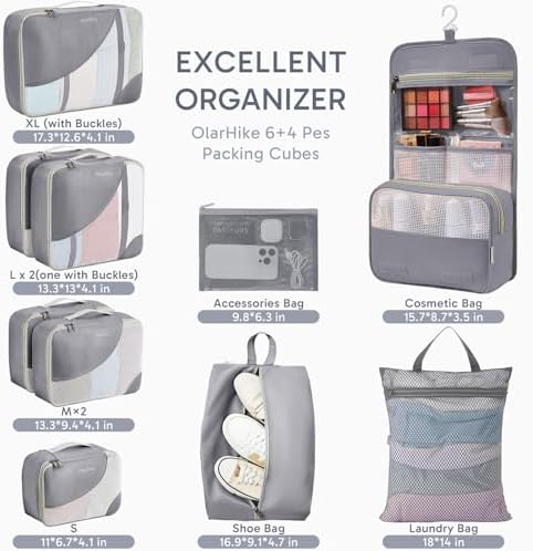 OlarHike 10 Set Packing Cubes for Travel, Gifts for Women Mom, Anti-Tearing - Image 2