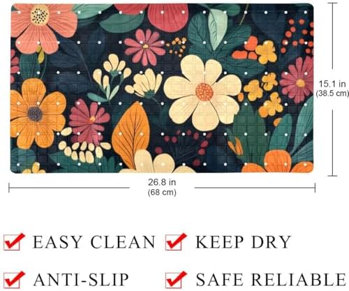 Bathtub Mat Non Slip 26.8x15.1 Inch, Flower Shower Mat - Image 4
