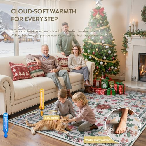 Lahome Christmas Rugs 8x10 Living Room Decor, Washable Area Rugs - Image 5