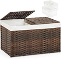 SETVSON Storage Basket with Lid, 2-Lid PE Rattan Storage Bin by SETVSON