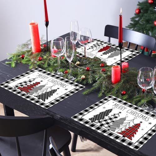 Christmas Placemats Set of 6 Xmas Trees Plastic Table Mat 17×13×0.04in - Image 6