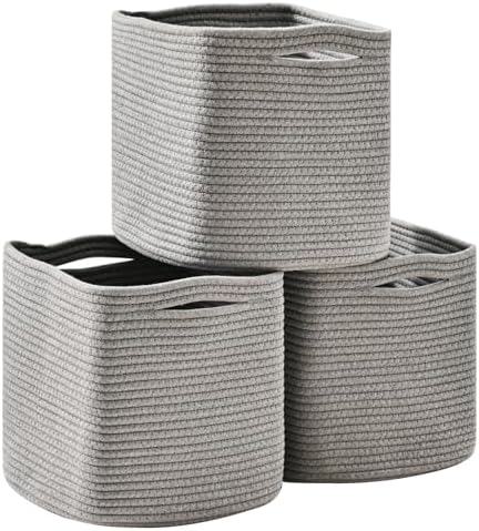 ICERZCZ 11 Inch Cube Storage Bins, Storage Cube Organizer Bins, Woven Cotton by ICERZCZ