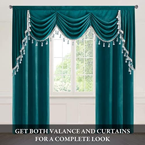 StangH Teal Waterfall Velvet Valance Curtains W79 inches, 1 Panel - Image 2