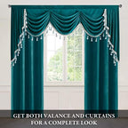 StangH Teal Waterfall Velvet Valance Curtains W79 inches, 1 Panel - Image 2