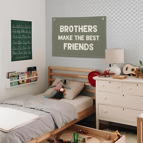 Boy Room Decor, Brothers Make The Best Friends Toddler Room Banner, Linen - Image 2