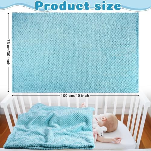 Reginary 4Pcs 30x40 Baby Blanket Fuzzy, Light Blue, Dark Gray - Image 4
