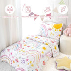 Pea Pod Toddler Bedding Set for Girls, 4 Piece Soft & Breathable Rainbow & Sun - Image 7