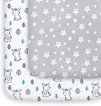 Pack and Play Sheets, 2 Pack Mini Crib Sheets, Stretchy Playard Fitted Sheet by Moonsea