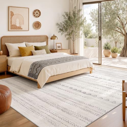 Nakagishi 8x12 Area Rugs Living Room: Washable Boho Large Neutral Soft - Image 6