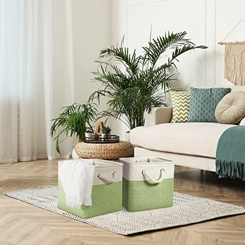 6 Pack 11x11 Inch Green Cube Storage Bins Square Fabric Cube Baskets Handle - Image 4