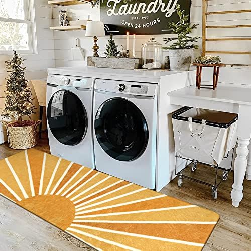 Lahome Boho Hallway Runner Rug 2x6, Non-Slip Washable Rainbow Sun Rug - Image 3