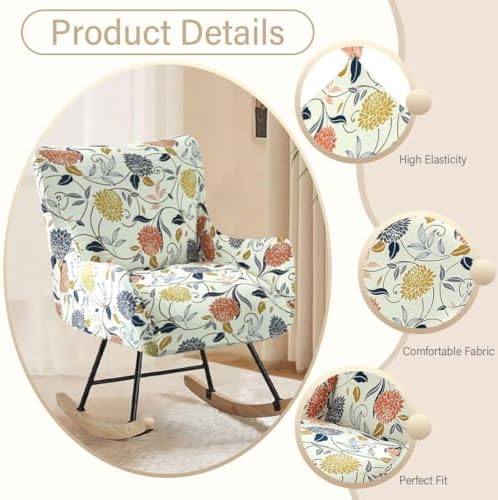 Nursery Rocking Chair Cover Stretchable Glider Chairs Cover Slipcovers Printed - Image 4