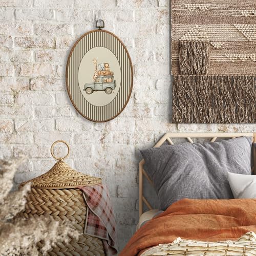 SONMYSULIL Vintage Jungle Animal Nursery Car Wall Art Decor, Kids Room Oval - Image 4