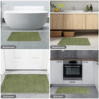 Yeaban Chenille Sage Bathroom Rug 26"x44", Non-Slip Rubber Backing - Image 5