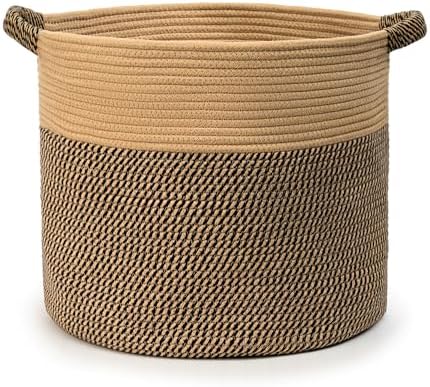 Blanket Basket for Living Room, Woven Rope Storage Basket by KODOMOORE