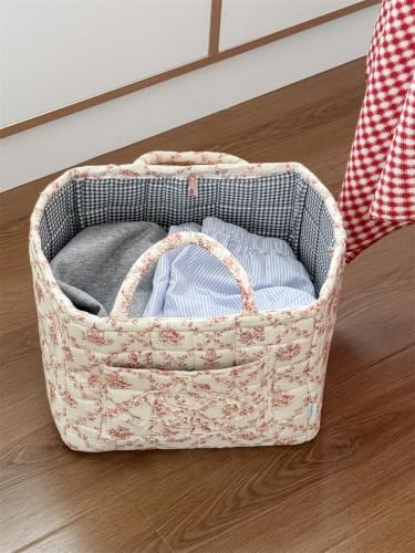 Floral Fabric Storage Basket Car Interior Storage Basket Underwear Sundries - Image 3