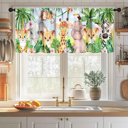 Jungle Safari Animals Window Valance, Woodland Jungle Animals Lion Giraffe - Image 3