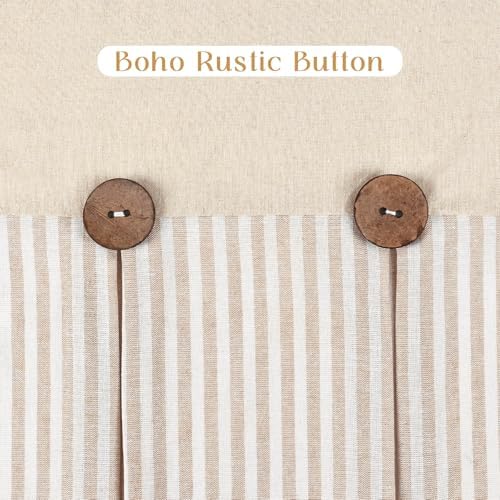 ASPMIZ Linen Kitchen Curtains 24 Inch Length, Farmhouse Boho Button Kitchen - Image 4