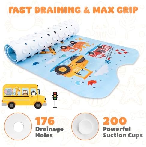 Baby Bath Mat for Kids Toddler 40" x 16" Soft PVC Kids Bathtub Mat - Image 2