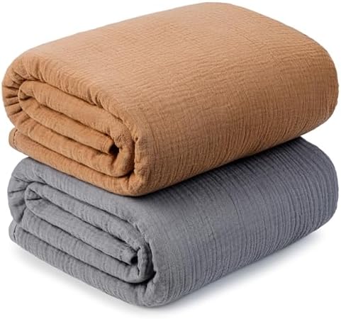 Muslin Swaddle Blankets for Newborn, 2 Pack Breathable Soft Receiving Blanket by GUNTAIL
