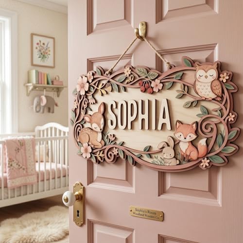 Custom Woodland Nursery Name Sign - Image 5