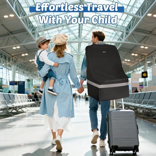 Padded Car Seat Travel Bag for Airplane, Carseat Bags for Air Travel Black - Image 2