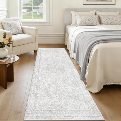 2x8 Hallway Runner Rug: Washable Vintage Floral Entryway Rugs Low Pile Non-Slip - Image 4