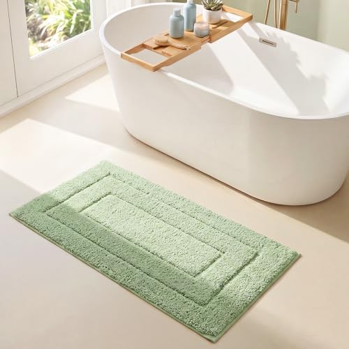 GRANNY SAYS Sage Green Bathroom Runner Rug 48" x 24", Soft Bath Mat by GRANNYSAYS