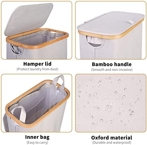 65L Slim Laundry Hamper, Narrow Laundry Basket - Image 3