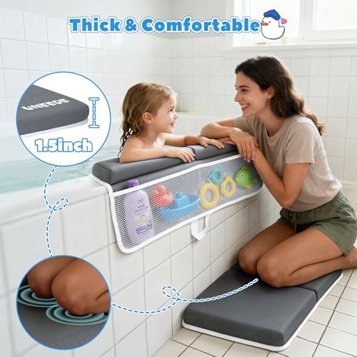 UNEEDE Baby Bath Kneeler & Elbow Pad Set, 1.5" Thick Memory Foam Bath Mat - Image 2