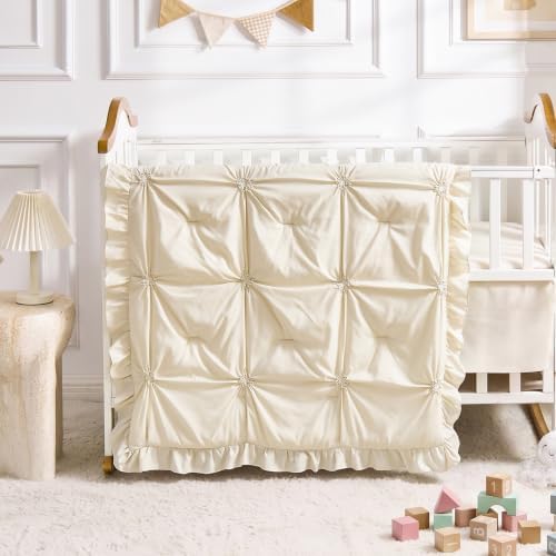 Princess Crib Bedding Set for Girls, 3 Piece Pintuck Baby Crib Bedding Set - Image 2