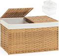 SETVSON Storage Basket with Lid, 2-Lid PE Rattan Storage Bin by SETVSON