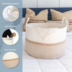 OrganiHaus Round Toy Basket & Blanket Basket, Cotton Rope 20x13" - Image 3