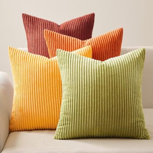 Topfinel Fall 20x20 Set of 4 Couch Decorative Pillow Covers, Modern Burnt by Topfinel