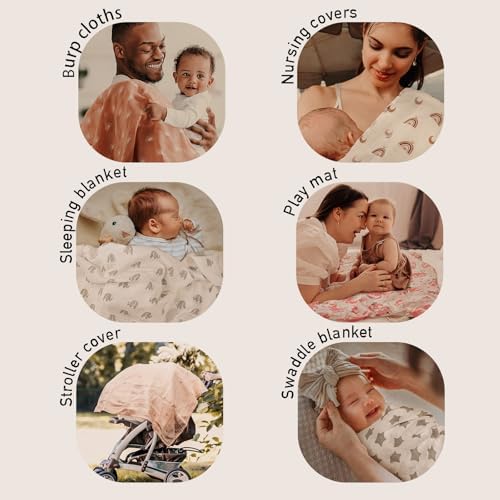 GLLQUEN BABY Muslin Swaddle Blankets 4Pk Receiving Blanket Large 35" x 40" - Image 5