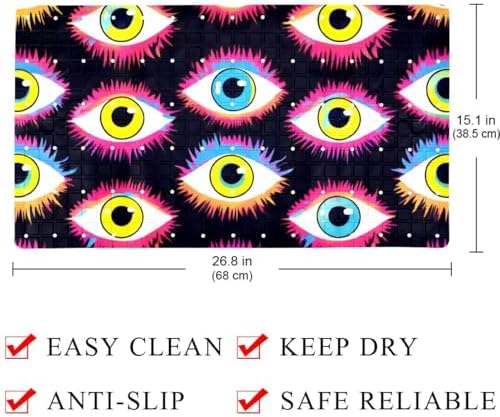 Shower Mat Non Slip 26.8 x 15.1 Inches, Magic Evil Eyes Bathtub Mat Shower - Image 4