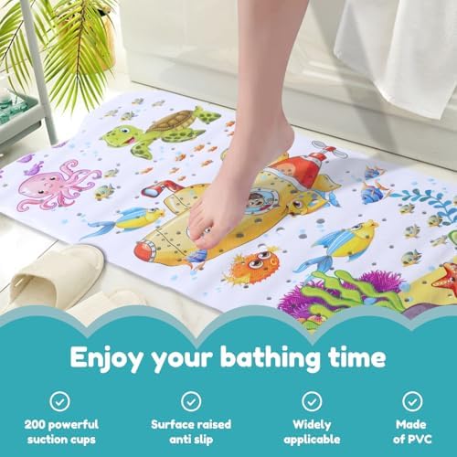 Baby Bath Mat 40x16in Cartoon Kids Bathtub Mat Non Slip - Image 4